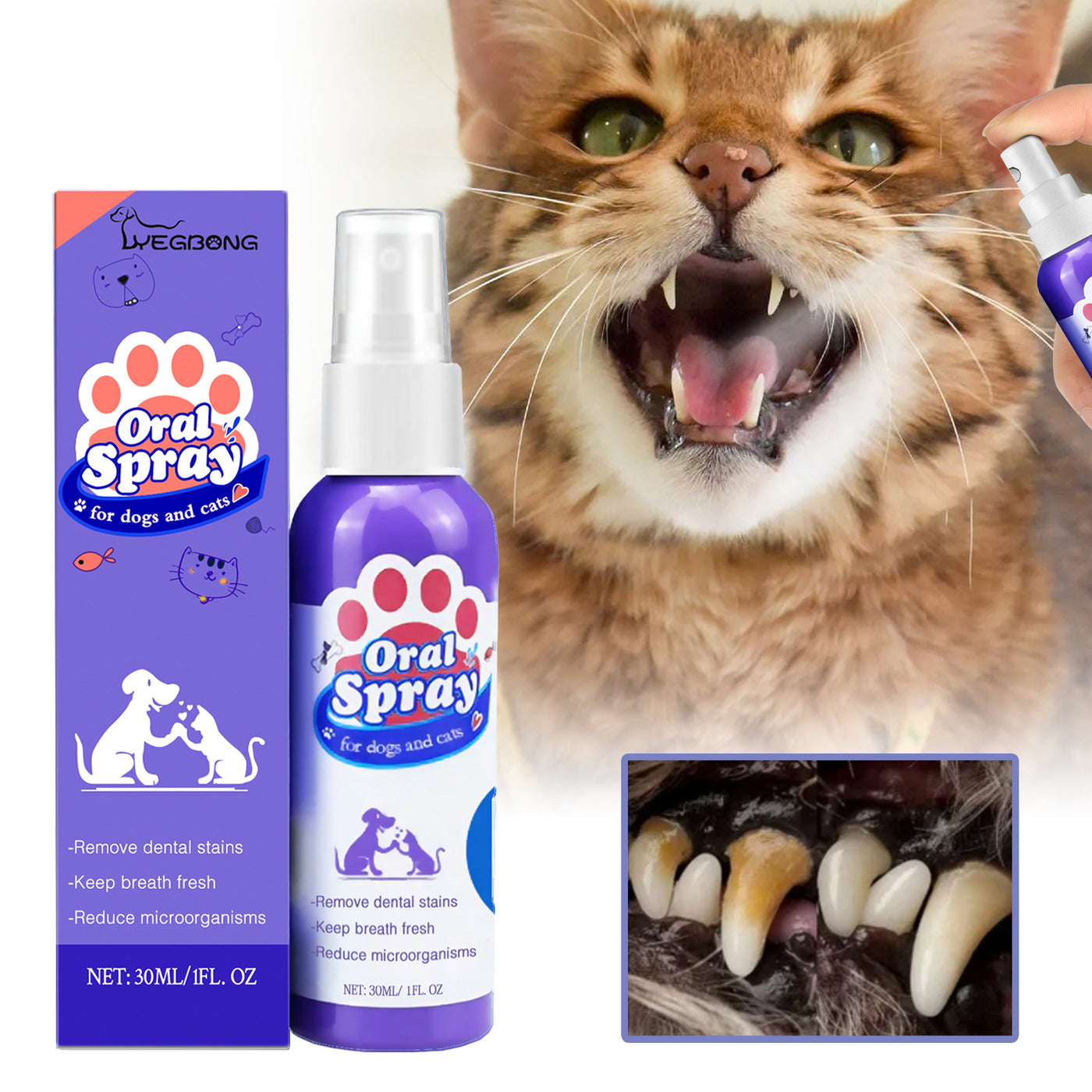 Cat & Dog Teeth Cleaning Spray – Fresh Breath & Oral Care Solution